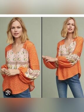 Anthropologie Ceresco Peasant Blouse size XS by Maeve, NWOT